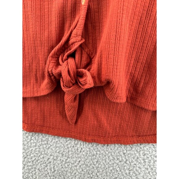 Alya Women's Ribbed Button-Down Long Sleeve Top With Knot Front Size Large - Picture 3 of 7
